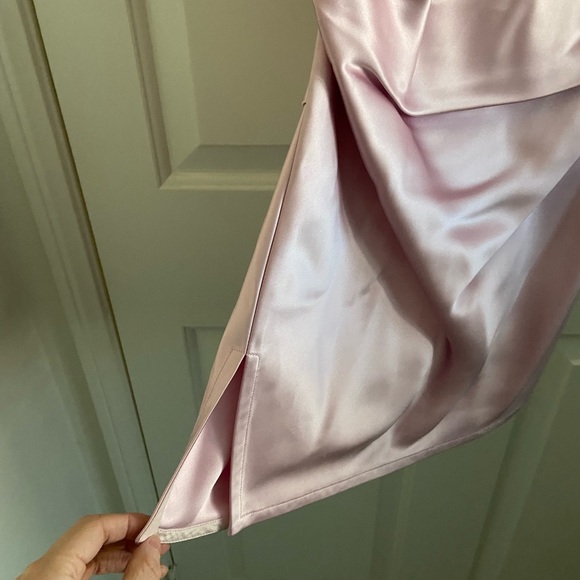 HELMUT LANG Rose Pink Drape Front Satin Off Shoulder Slip Dress Tank Top 4 - Picture 7 of 7